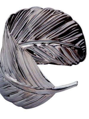 Yazilind-Jewelry-Leaf-Shape-Wide-Arm-Cuff-Bangle-Bracelet-Gray-Metal-Punk-Style-Wide-2in-0