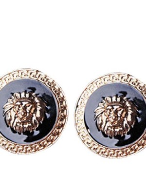 Yazilind-Jewelry-Punk-Style-Black-and-Gold-Plated-Carve-LionS-Head-Alloy-Stud-Earrings-0
