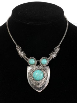 Yazilind-Jewelry-Retro-Tibetan-Sliver-Turquoise-Necklace-Pendant-Ethnic-Womens-Gift-Idea-0
