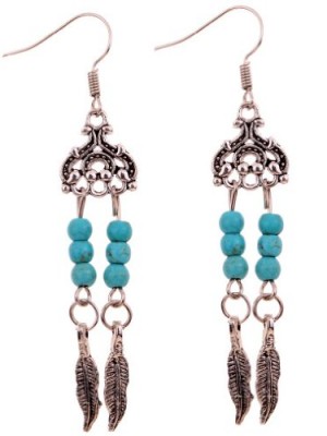 Yazilind-Jewelry-Tibetan-Silver-Flower-Pattern-Turquoise-Feather-Dangle-Earrings-for-Women-0