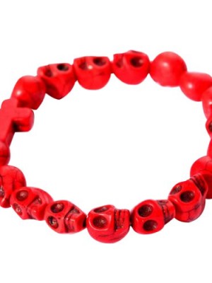 Yazilind-Jewelry-WomenS-Stretch-Red-Turquoise-Skull-Sugar-Bracelet-Adjustable-Bangle-0