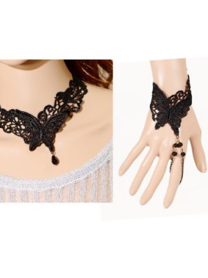 Yazilind-Lolita-Noble-Butterfly-Black-Lace-Collar-Necklace-Bracelet-Jewelry-Set-Women-0
