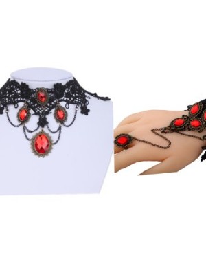 Yazilind-Red-Glaring-Crystal-Sexy-Black-Lace-Collar-Necklace-Bracelet-Jewelry-Set-Women-0