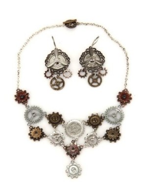 elope-Multi-Gear-Necklace-And-Earring-Brown-One-Size-0