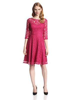 Adrianna-Papell-Womens-34-Sleeve-Lace-Dress-Sangria-10-0