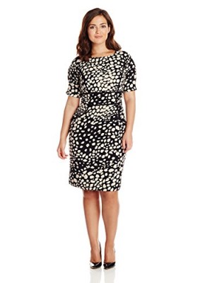 Adrianna-Papell-Womens-Plus-Size-Elbow-Sleeve-Printed-Dress-BlackCashmere-18-0