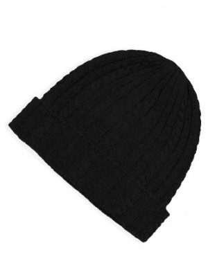 100--Pure-Cashmere-Cable-Knit-Hat-Super-Soft-Black-Size-One-Size-0