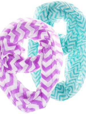 2-Pack-of-Soft-Light-Weight-Zig-Zag-Chevron-Sheer-Infinity-Scarf-Big-Chevron-Orchid-and-TealWhite-0