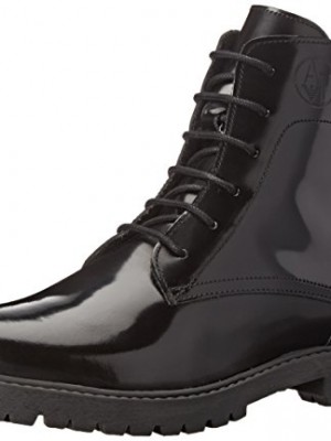 Armani-Jeans-Womens-Patent-Combat-Boot-Black-39-EU9-M-US-0