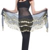 BELLYLADY-Chiffon-Dangling-Gold-Coins-Belly-Dance-Hip-Scarf-Vogue-Style-BLACK-0
