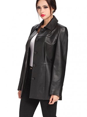 BGSD-Womens-Megan-Button-Front-Lambskin-Leather-Car-Coat-Black-Plus-3X-0-0