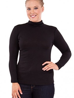 Black-Ladies-Plus-Size-Long-Sleeve-Turtleneck-Ribbed-Sweater-0