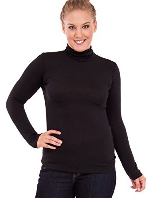 Black-Woman-Plus-Size-Turtleneck-Long-Sleeve-Top-0