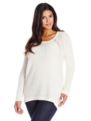 DKNY-Jeans-Womens-Plus-Size-Sequin-Pullover-with-Placed-Mesh-Cable-Cream-3X-0