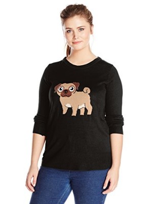 Derek-Heart-Juniors-Plus-size-Long-Sleeve-Pullover-Novelty-Dog-Sweater-Black-2X-0