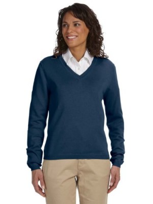 Devon-Jones-D475W-Ladies-V-Neck-Sweater-Navy-XL-0