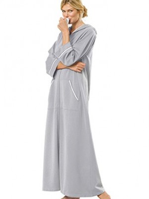 Dreams-And-Company-Womens-Plus-Size-Hooded-French-Terry-Robe-Heather-Grey2X-0
