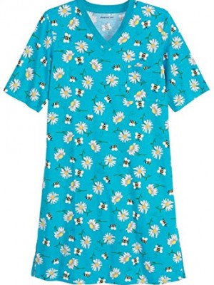 Dreams-And-Company-Womens-Plus-Size-Short-Knit-V-Neck-Sleepshirt-Capri-Blue-0
