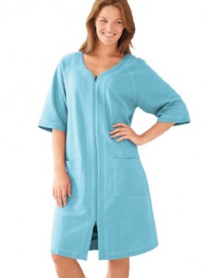 Dreams-Co-Womens-Plus-Size-Short-French-terry-robe-174-AQUAL-0