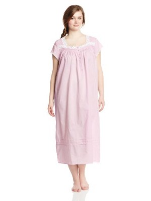 Eileen-West-Womens-Plus-Size-50-Inch-Cap-Sleeve-Cotton-Lawn-Solid-Gown-Pink-2X-0