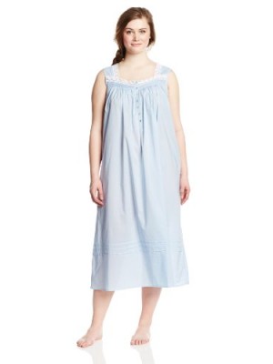 Eileen-West-Womens-Plus-Size-50-Inch-Cotton-Lawn-Solid-Gown-Blue-2X-0