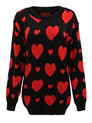 Envy-Boutique-Womens-Hearts-Print-Knitted-Jumper-Sweater-Red-22-24-0