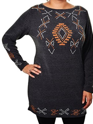 Highness-NYC-Aztec-Sweater-Tunic-Charcoal-1X-0