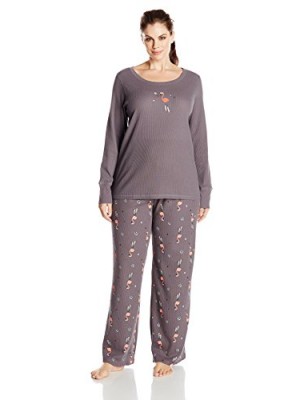 Hue-Sleepwear-Womens-Plus-Size-Cozy-Flamingo-Pajama-Set-Rabbit-1X-0