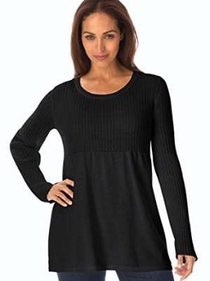 Jessica-London-Womens-Plus-Size-Cotton-Ribbed-Babydoll-Sweater-Black1820-0