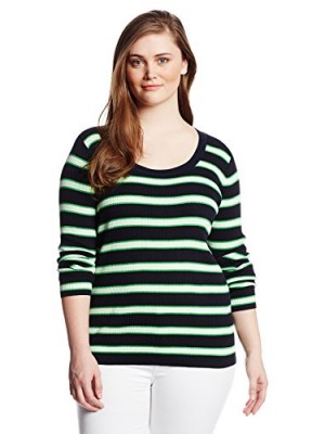 Jones-New-York-Womens-Plus-Size-Long-Sleeve-Scoop-Neck-Ribbed-Pullover-Kelly-GreenMulti-1X-0