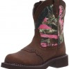 Justin-Boots-Womens-Gypsy-Collection-8-Boot-Fashion-Round-Toe-Brown-Rubber-OutsoleAged-Bark-with-Perfed-Saddle-VampPink-True-Timber-Camo-with-Diamond-Cut-Pull-Strap9-B-US-0