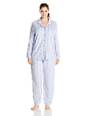 Karen-Neuburger-Womens-Plus-Size-Plus-Sized-Long-Sleeved-Minky-Fleece-Girlfriend-Pajama-Set-In-Blue-Bell-Brocade-Stripe-Brocade-StripeBlue-Bell-3X-0