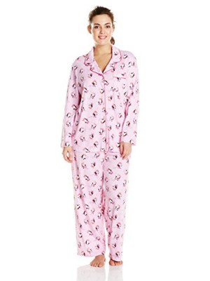 Karen-Neuburger-Womens-Plus-Size-Plus-Sized-Long-Sleeved-Pink-Penguin-Print-Holiday-Interlock-Girlfriend-Pajama-Set-PenguinPink-1X-0