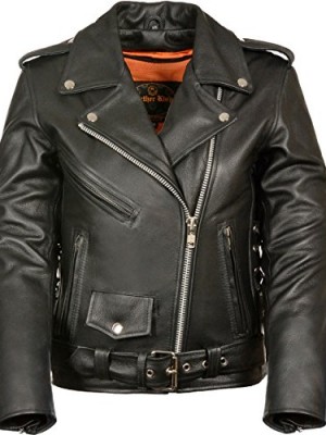 LC2701-Ladies-Black-Basic-Classic-Motorcycle-Premium-Leather-Jacket-with-plain-sides-0