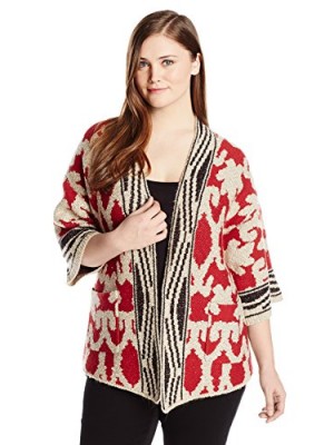 Lucky-Brand-Womens-Plus-Size-Textured-Poncho-Sweater-RedMulti-1X-0