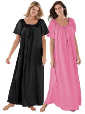 Only-Necessities-Womens-Plus-Size-2-Pack-Nightgown-Rose-Black3X-0