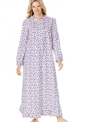 Only-Necessities-Womens-Plus-Size-Cotton-Flannel-Print-Gown-Ivory-Floral3X-0