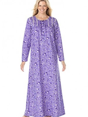 Only-Necessities-Womens-Plus-Size-Knit-Night-Gown-Purple-Lily-Ivory2X-0