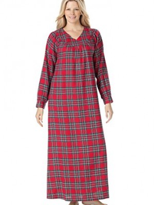 Only-Necessities-Womens-Plus-Size-Soft-Flannel-Plaid-Gown-Red-Tartan-0