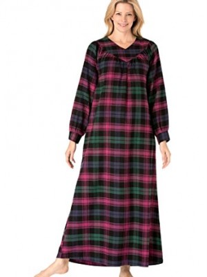 Only-Necessities-Womens-Plus-Size-Soft-flannel-plaid-gown--BLACK-MULTI-0
