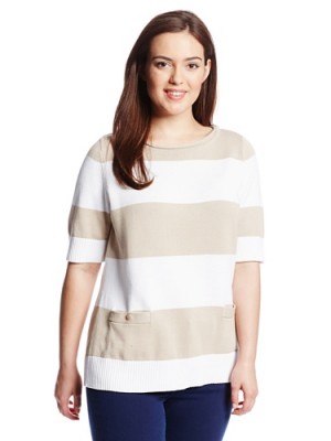 Pendleton-Womens-Plus-Size-Two-Stripe-Pullover-Sweater-WhiteOxford-Tan-2X-0