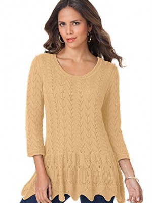 Roamans-Womens-Plus-Size-Peplum-Sweater-Khaki2X-0