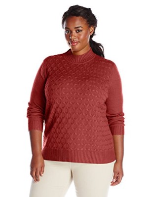 Sag-Harbor-Womens-Plus-Size-Mock-Neck-Pattern-Chunky-Cashmerlon-Sweater-Poppy-Red-2X-0