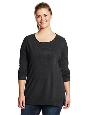Sag-Harbor-Womens-Plus-Size-Mock-Neck-Tunic-Cashmerlon-Sweater-Black-2X-0