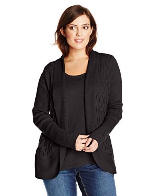 Sag-Harbor-Womens-Plus-Size-Pointelle-Lurex-Duet-Sweater-Black-1X-0