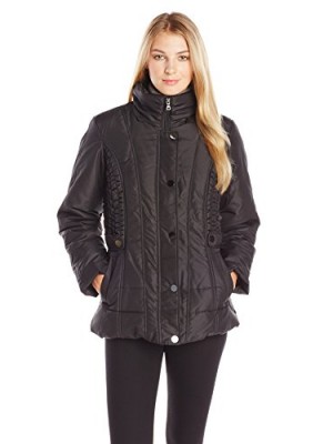 Weathertamer-Womens-Short-Down-Jacket-with-Ruched-Sides-Black-Small-0