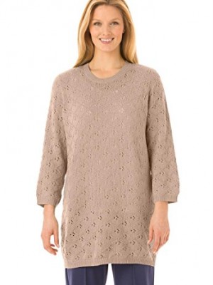 Womens-Plus-Size-Pretty-pointelle-stitch-pullover-sweater-with-34-sleeves-0