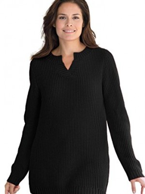 Womens-Plus-Size-Sweater-Shaker-knit-BLACK2X-0