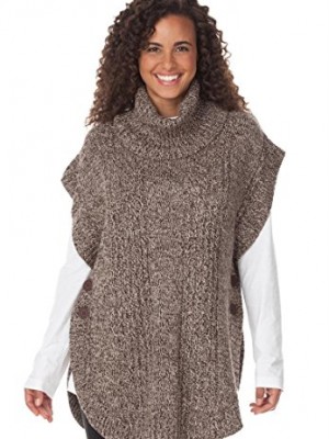 Womens-Plus-Size-Sweater-poncho-style-with-cowl-neck-LIGHT-KHAKI-0