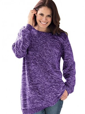 Womens-Plus-Size-Sweater-pullover-style-in-rich-marled-yarn-GRAPE-JAM-0